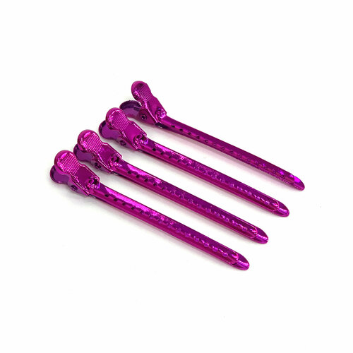 Зажим металлический Gera Professional, G-1 цвет розовый, 9,5 см, 4 шт/уп gera professional зажим металлический цвет фиолетовый 4 штук в упаковке
