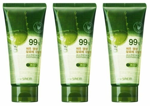 The Saem Гель с алоэ универсальный увлажняющий Jeju Fresh Aloe Soothing Gel, 120 мл, 3шт