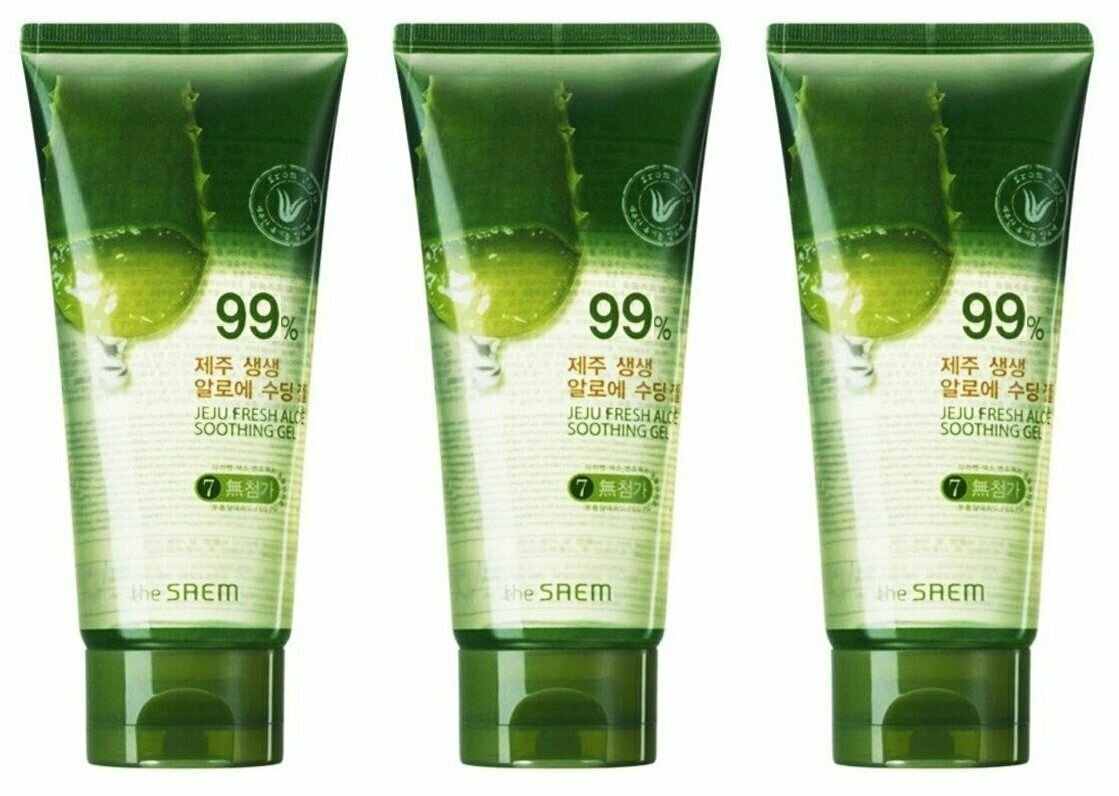 The Saem Гель с алоэ универсальный увлажняющий Jeju Fresh Aloe Soothing Gel, 120 мл, 3шт