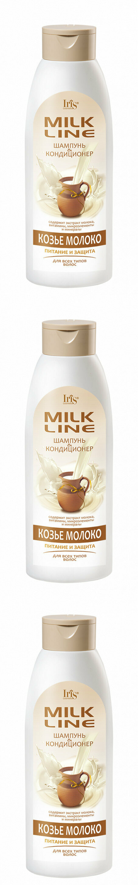 Iris шампунь-кондиционер Козье молоко, 500 мл, 3 шт