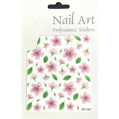 Наклейки для дизайна ногтей Nail Art - цветы, листья, 1 упаковка