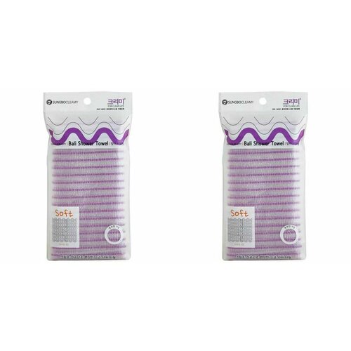 Sungbo Cleamy Мочалка для душа Clean&Beauty, Bali Shower Towel, 26х100 см, 2 шт.