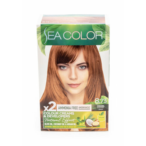 Sea Color / Сиа Колор Краска для волос стойкая тон 8.73 карамель без аммиака 210мл / красящее средство