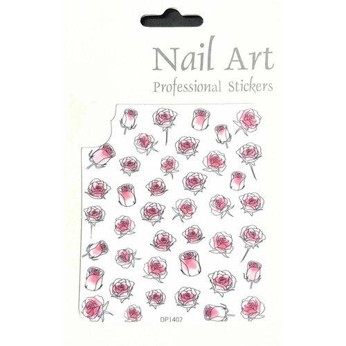 Наклейки для дизайна ногтей Nail Art - цветы, розы, 1 упаковка