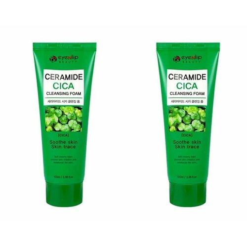 EYENLIP Пенка для лица с керамидами CERAMIDE CICA CLEANSING FOAM 100мл- 2 штуки eyenlip beauty пенка для умывания с экстрактом яблока и керамидами 100мл 3 штуки