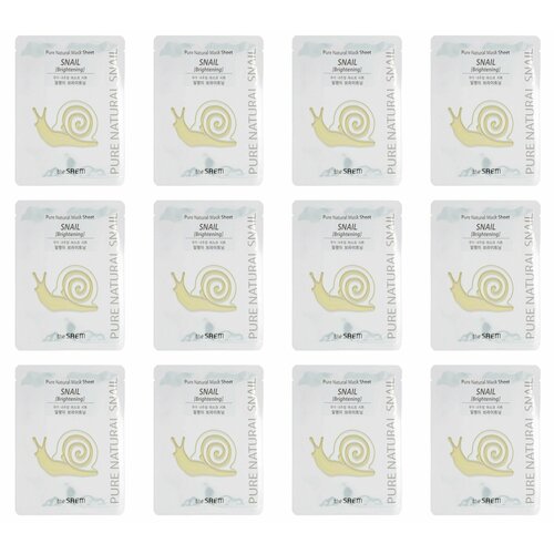 The Saem, Маска на тканевой основе Pure Natural Mask Sheet, Snail Brightening, 12 шт the saem маска natural green tea mask sheet на тканевой основе 21 мл 12 шт