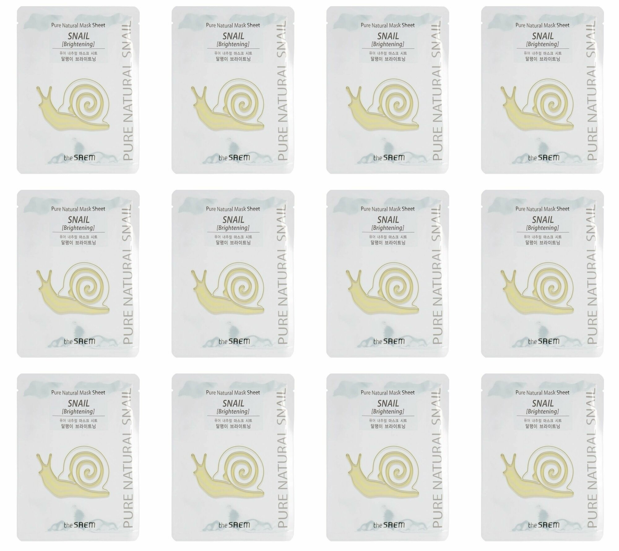 The Saem, Маска на тканевой основе Pure Natural Mask Sheet, Snail Brightening, 12 шт