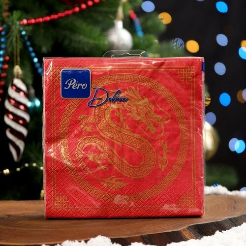 Лилия Салфетки бумажные Pero Deluxe «Золотой Дракон», 3 слоя, 33х33, 20 шт