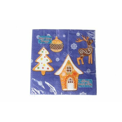 Салфетки бумажные 3сл 33*33 20шт НГ Новогодние пряники New Line DESIGN