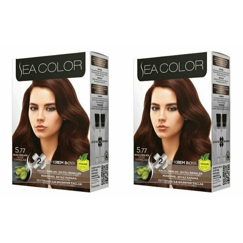 SEA COLOR HAIR DYE KIT Набор для окрашивания волос 5.77 Горячий шоколад, 2 шт.