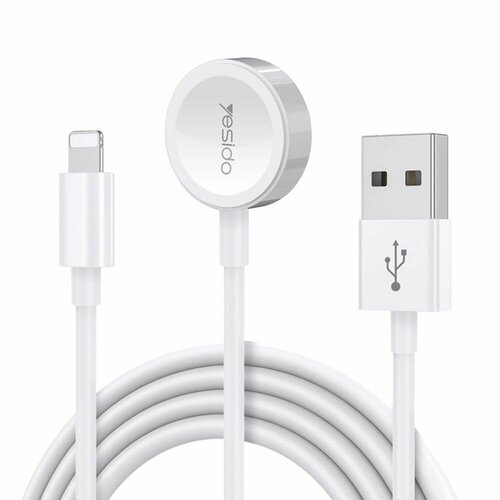 Зарядное USB устройство 2 в 1 с кабелем Lightning для iPhone и магнитной зарядкой для Apple Watch Series, белое