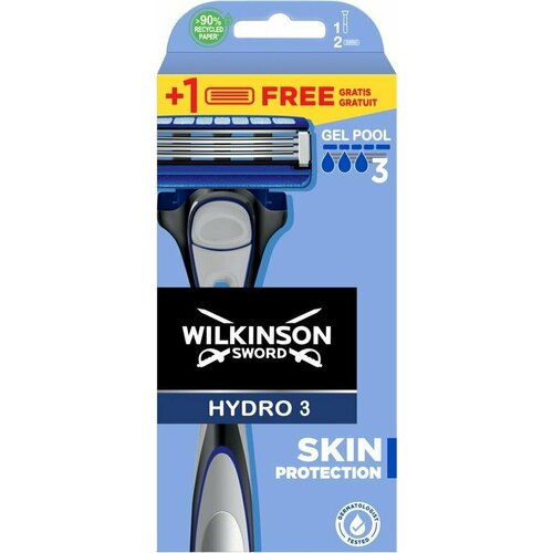 Wilkinson Sword / SCHICK Hydro 3 Skin Protection Regular / Бритвенный мужской станок с 2 сменными кассетами. wilkinson sword schick hydro 5 skin protection regular бритвенный мужской станок с 9 сменными кассетами