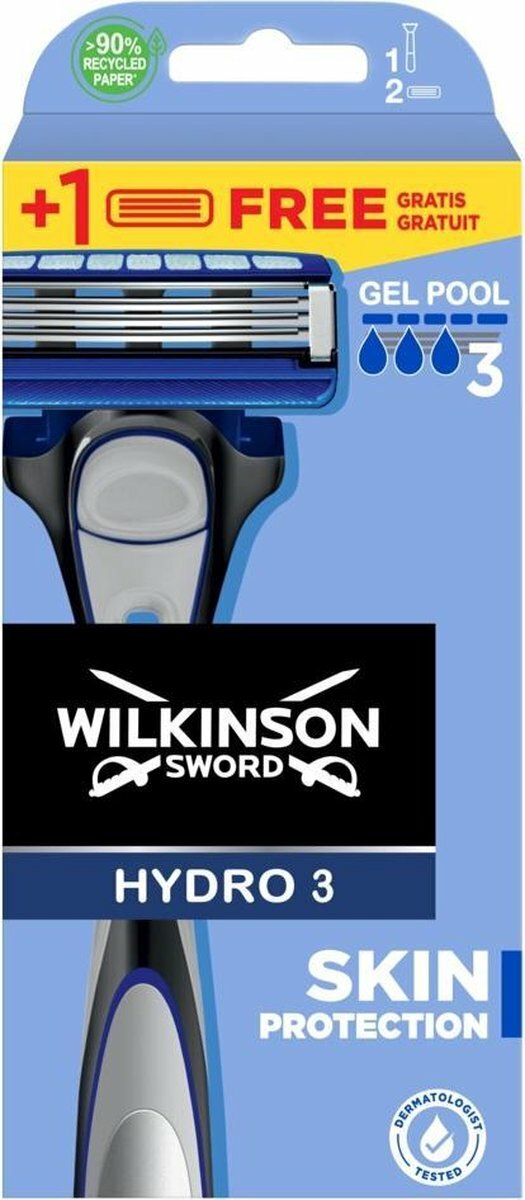 Wilkinson Sword / SCHICK Hydro 3 Skin Protection Regular / Бритвенный мужской станок с 2 сменными кассетами.