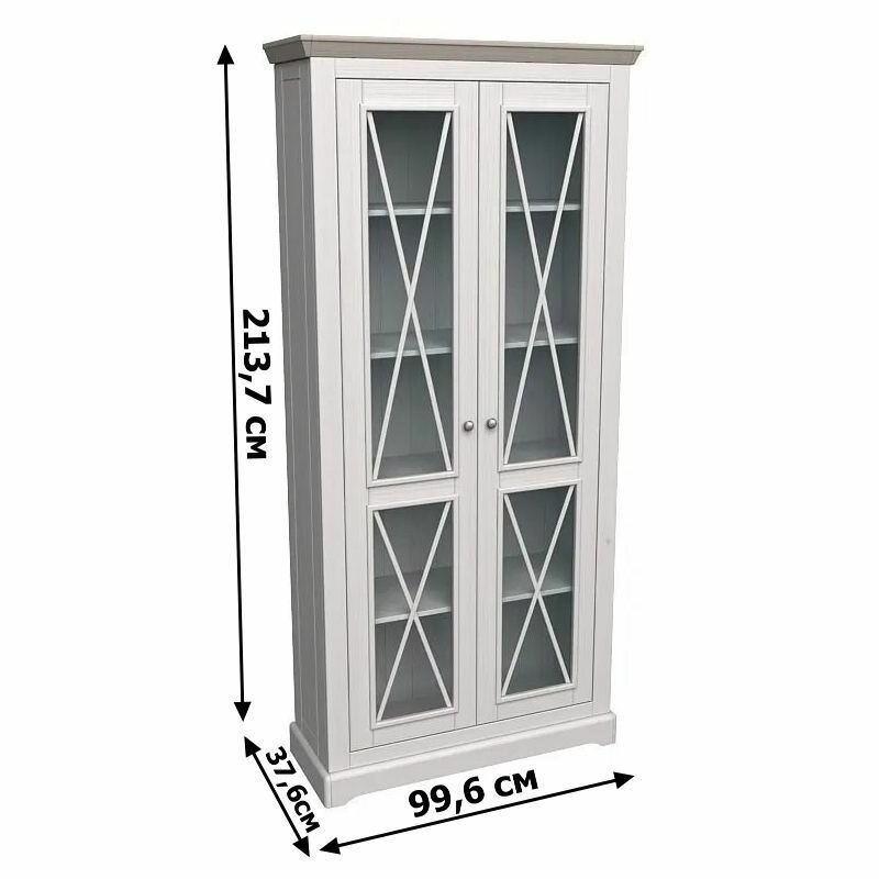 фото Шкаф витрина для посуды Форест двухдверная массив дерева 99,6х37,6х213,7 см