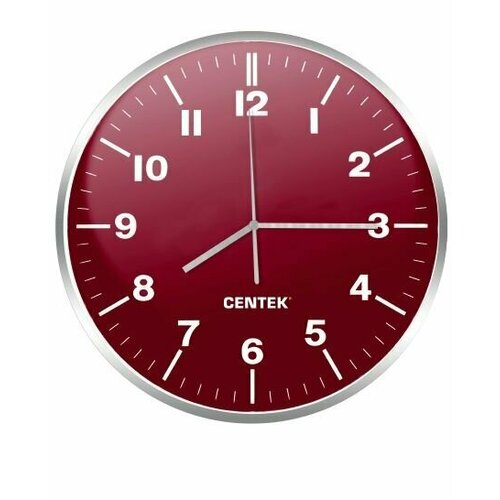Часы настенные бесшумные CT-7100 Red/плавный ход