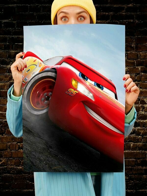 Постер интерьерный Тачки 2, 70х46 см. Матовый яркий. Молния маквин The Cars