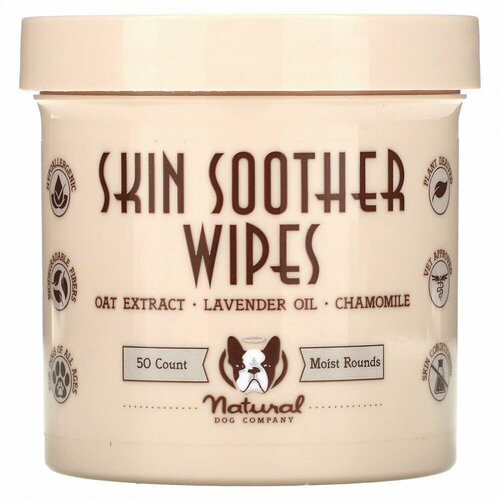 Natural Dog Company, Skin Soother Wipes, For Dogs, All Ages, 50 Wipes