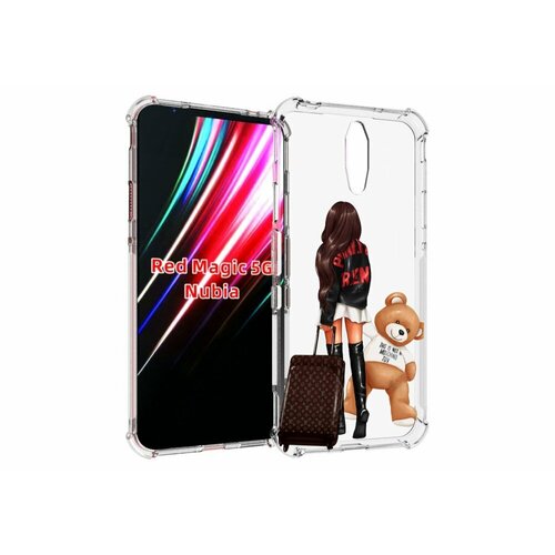 Чехол MyPads девушка-с-модным-чемоданом женский для ZTE Nubia Red Magic 1 5G задняя-панель-накладка-бампер