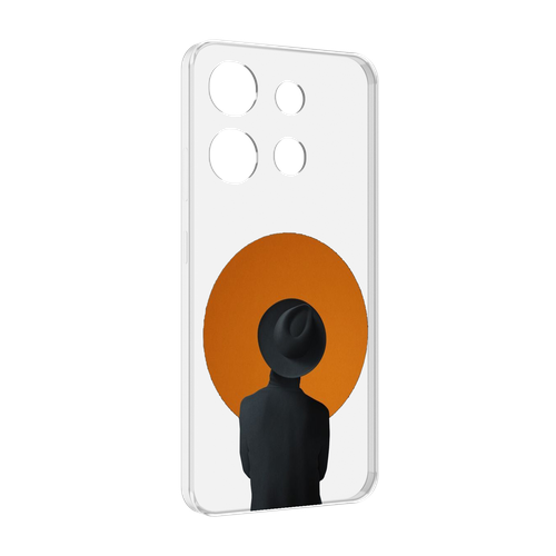 Чехол MyPads парень в шляпе в оранжевом кружке для Infinix Smart 7 задняя-панель-накладка-бампер чехол mypads парень тигр красный для infinix smart 7 задняя панель накладка бампер