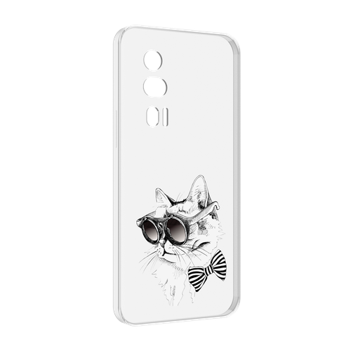 Чехол MyPads крутая кошка в очках для Xiaomi Redmi K60 задняя-панель-накладка-бампер
