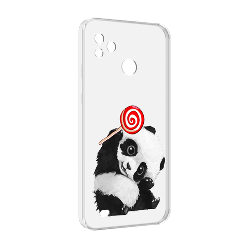 Чехол MyPads панда с леденцом для Tecno Pop 5 Go задняя-панель-накладка-бампер