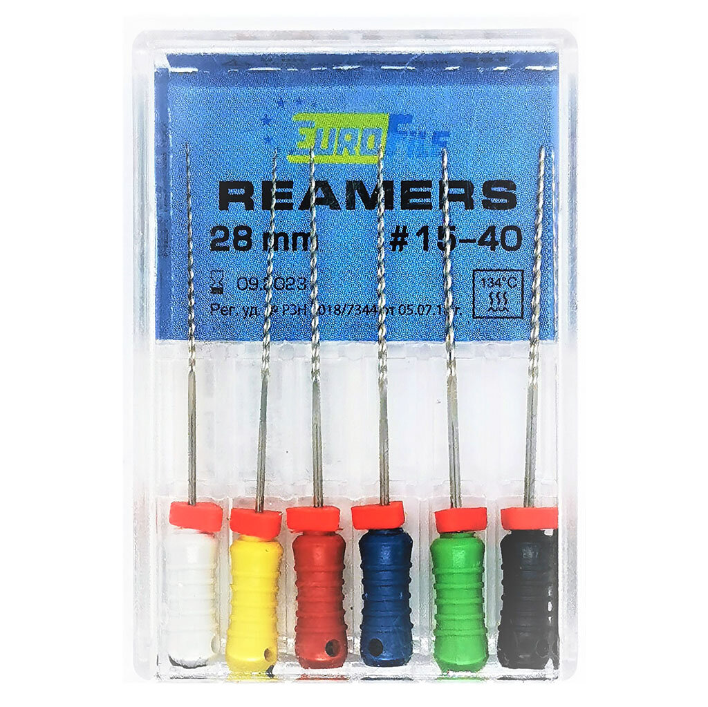 Reamers - стальные ручные дрильборы (каналорасширители), 28 мм, N 15-40, 6 шт/упак