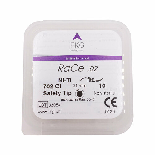 RaCe Ni-Ti Taper - никель-титановые файлы, конус 2%, 21 мм, N10, 5 шт/упак