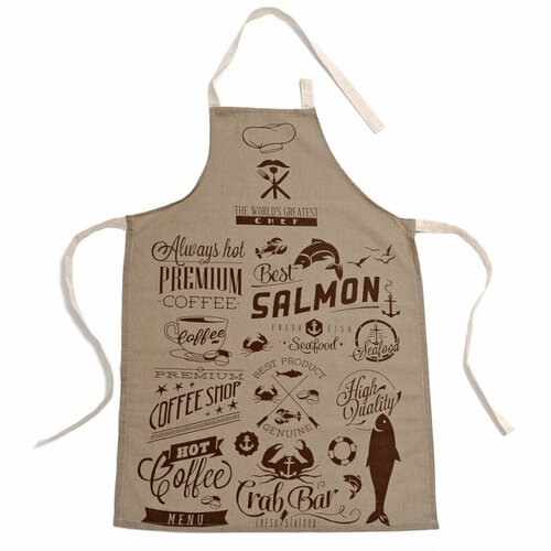 Набор кухонный (фартук, рукавица, полотенце), Шеф-повар, полулен, 147г/м2