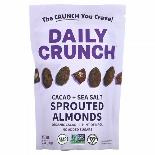 Daily Crunch, Sprouted Almonds, Cacao + Sea Salt, 5 oz (141 g)