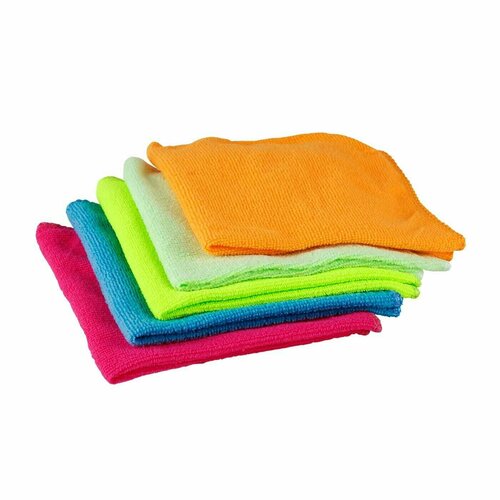 Салфетка из микрофибры 35*35см 5 упаковок по 1 штуке разноцветный