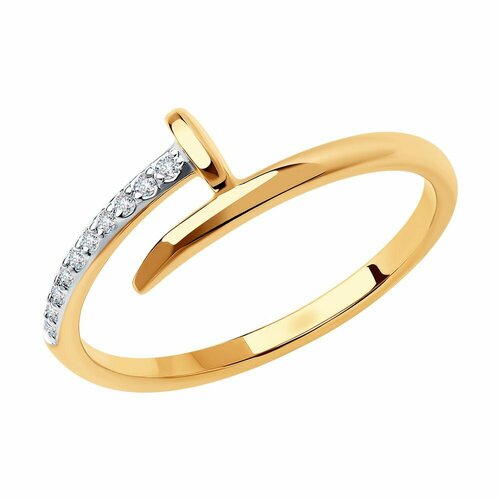 Кольцо Яхонт, золото, 585 проба, фианит, размер 19, бесцветный кольцо обручальное яхонт золото 585 проба фианит размер 19 бесцветный