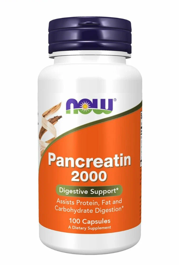 NOW Pancreatin 2000мг 100 капсул 10X-200мг Нау Панкреатин 2000 мг ферменты для пищеварения