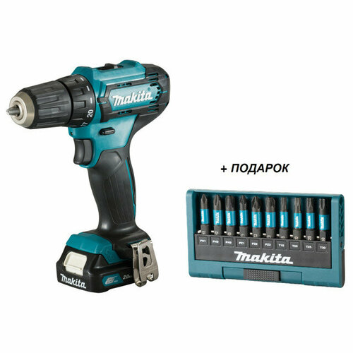 Дрель-шуруповерт MAKITA DF333DWAE Li-Ion 12В 2АКБ с набором бит Makita Impact Black 50мм 10шт 1809000₽