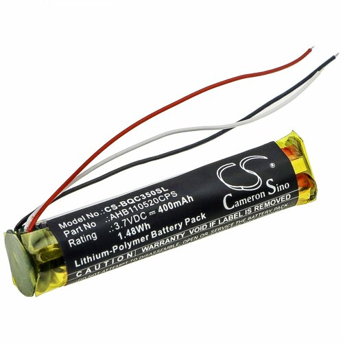 аккумуляторная батарея cameronsino cs jrp728sl для jbl jr pop 3 7v 400mah 1 48wh Аккумулятор CameronSino CS-BQC350SL для акустики BOSE Quietcomfort 35, QC3 (AHB110520CPS) 3.7V 400mAh / 1.48Wh