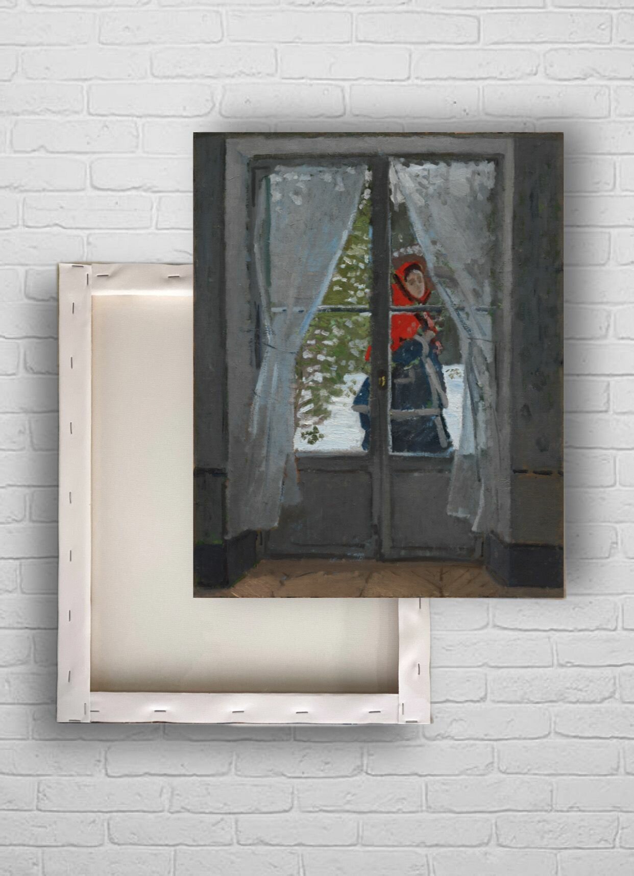 Картина репродукция "Красный платок", Клод Моне (холст, подрамник, 40х50 см)