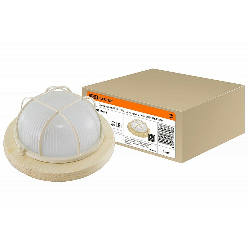 Светильник НПБ1302 сосна круг с реш. 60Вт IP54 TDM, цена за 1 шт