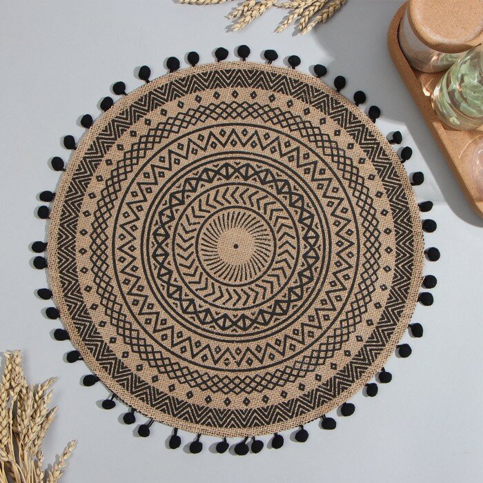 фото Салфетка Этель "Вдохновение" цв. черный d38, джут