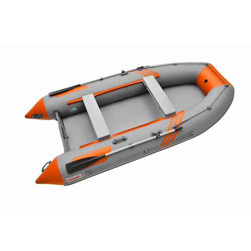 Лодка надувная ПВХ НДНД ROGER ZEFIR 4000 под мотор, лодка Роджер с надувным дном, 48 баллон (серый-оранжевый)