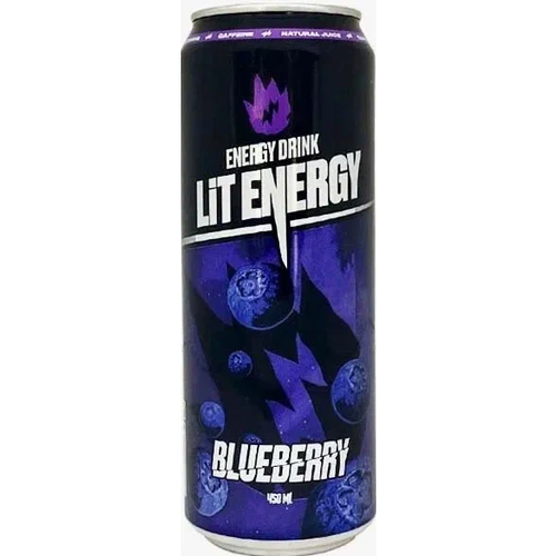 Энергетический напиток Lit Energy Blueberry (Лит Энерджи Черника) 0.45 л ж/б упаковка 12 штук