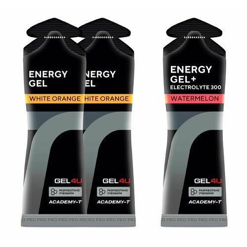 Гель питьевой GEL4U Energy Gel MIX 3 x 60 г, Апельсин, Арбуз