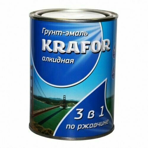 Краска по металлу Krafor Грунт-эмаль по ржавчине Krafor желтая 1кг 26683