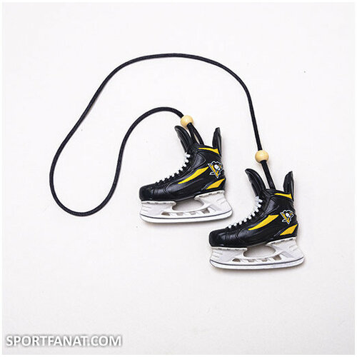 Подвеска NHL коньки парные Питтсбург (белые шнурки)