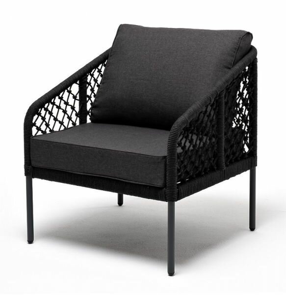 Кресло плетеное из роупа (узелки) 4SIS «Канны» темно-серый