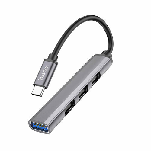 USB-концентратор HOCO HB26 4 гнезда 3хUSB20 1хUSB30 кабель Type-C цвет серый 65900₽