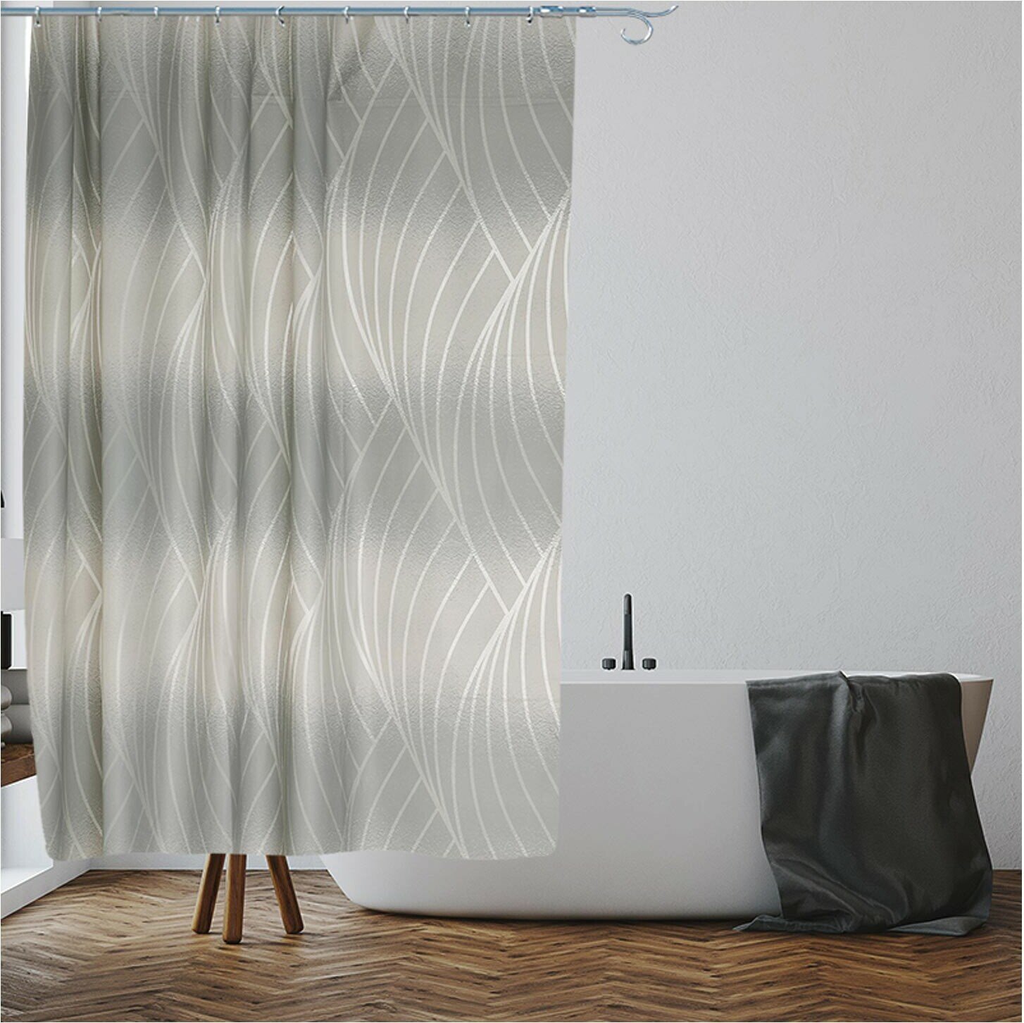 фото Штора для ванной комнаты 180х180 с кольцами PERFECTO LINEA Secret жемчужная (36-118006)