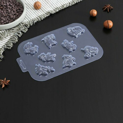 FlowMe Форма для шоколада и конфет пластиковая «Драконы», размер ячейки 5×4 см, цвет прозрачный