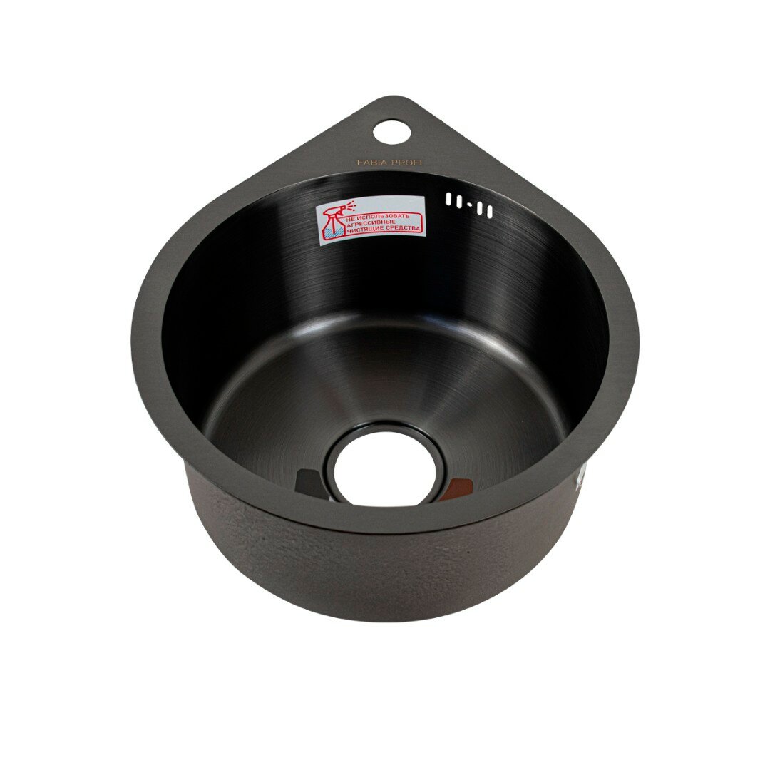 фото Врезная мойка Fabia Profi 496423G Графит Ø 49,6x42см (с сифоном)