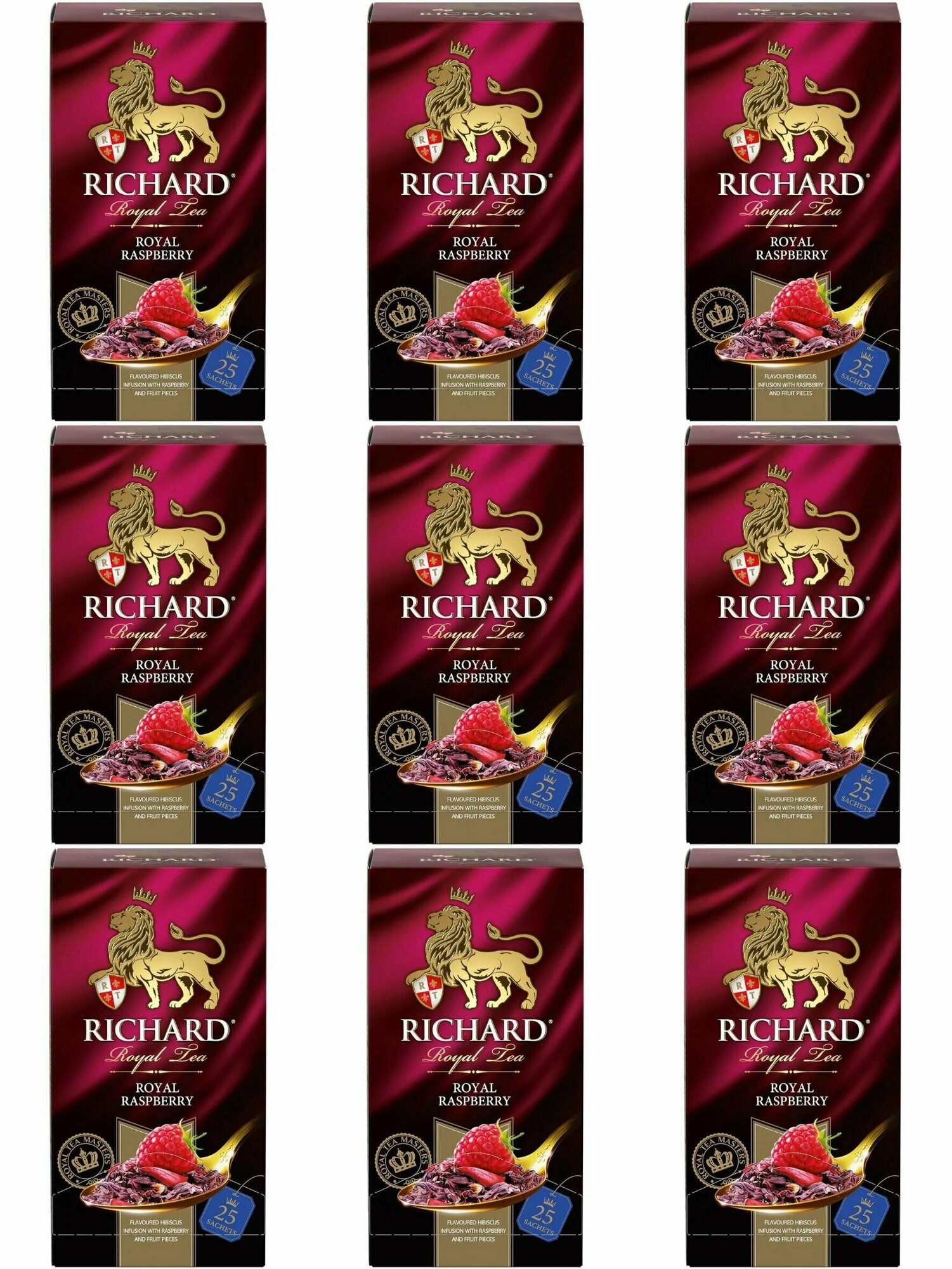 Richard Чай Royal Raspberry в пакетиках ароматизированный 25 шт 9 уп - фотография № 1