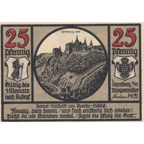 Германия (Веймарская Республика) Дорнбург 25 пфеннигов 1921 г. (2) германия веймарская республика дорнбург 50 пфеннигов 1921 г вид 2