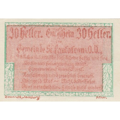 Австрия, Санкт-Панталеон (Верхняя Австрия) 30 геллеров 1920 г. австрия санкт готтхард 30 геллеров 1920 г